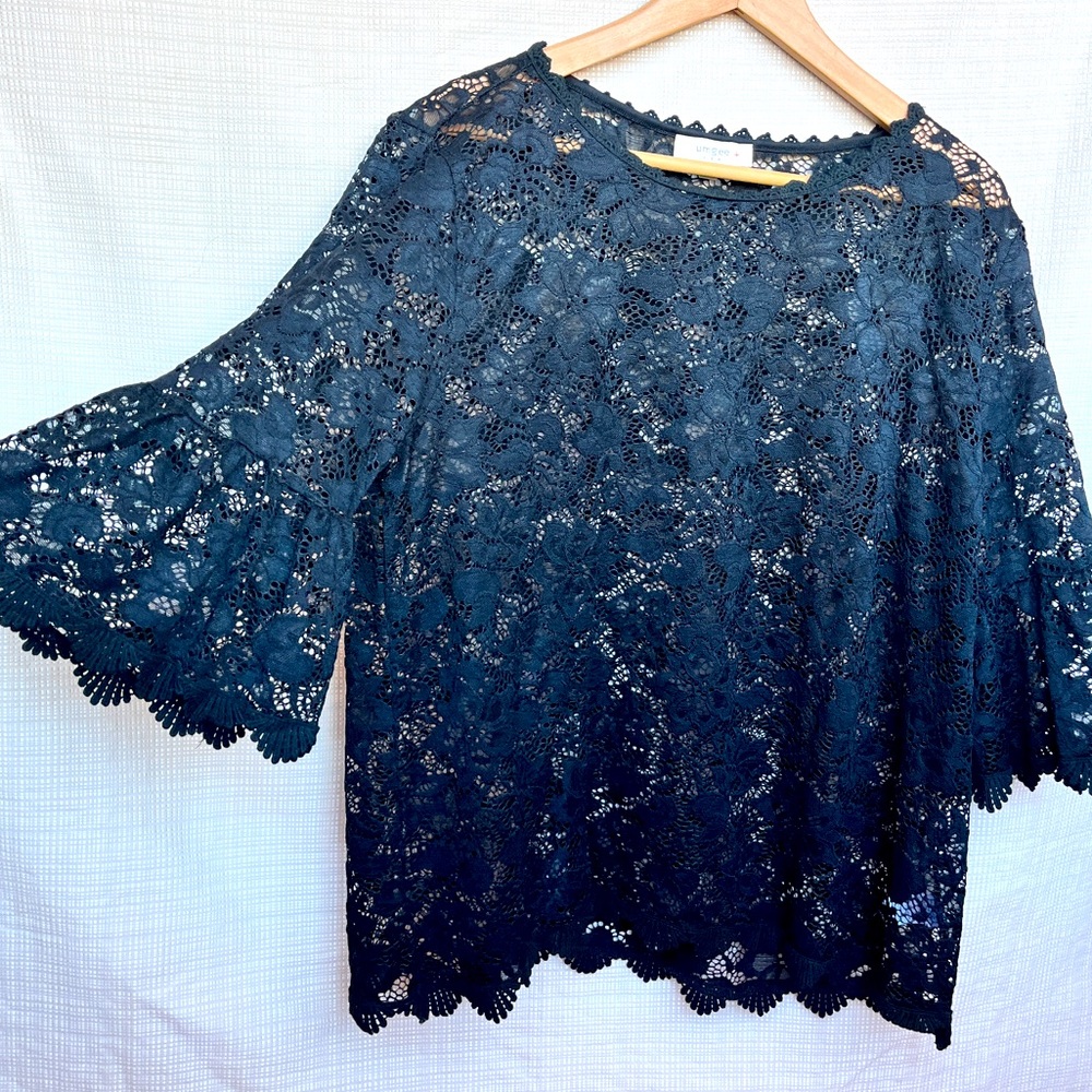 Black Lace Semi Sheer Top 90s Whimsigoth Romantic Neo-Victorianism Lingerie